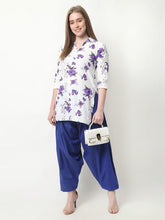 Women Cord Set Purple Printed Kurta and Blue Salwar Set For Women And Girls XXXL