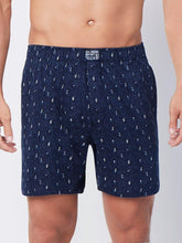 Jockey Men's Super Combed Cotton Printed Boxer Shorts with Side Pocket - Blue (Random Prints)