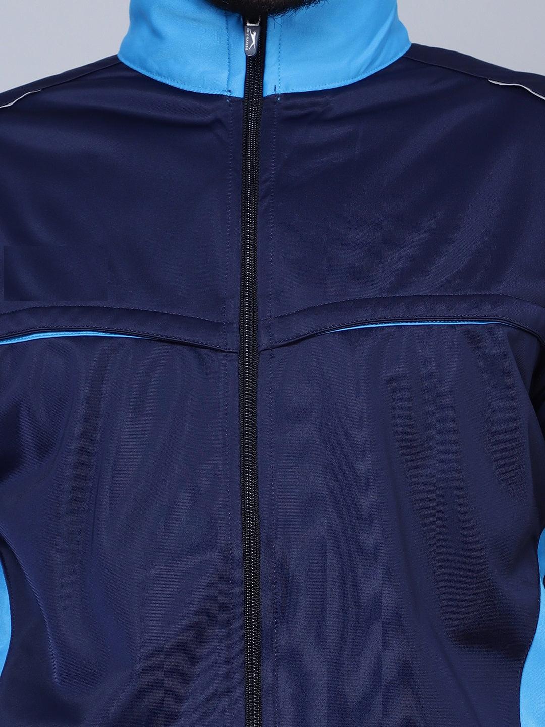 Shiv Naresh Men 422A D.BLUE/CYAN T.P Color blocked Navy Blue and Sky Blue Racer suit Tracksuit