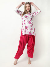 Women Cord Set Pink Printed Kurta and Red Salwar Set For Women And Girls XXXL