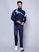 Shiv Naresh Men Navy Blue, Sky Blue and White Striped Detail Tracksuit XXL