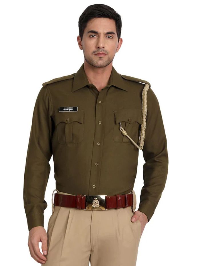 Premium Police Winter Warm Angola Shirt – Olive Green Heavy Duty Uniform Vardi for Defense & Police OLIVE