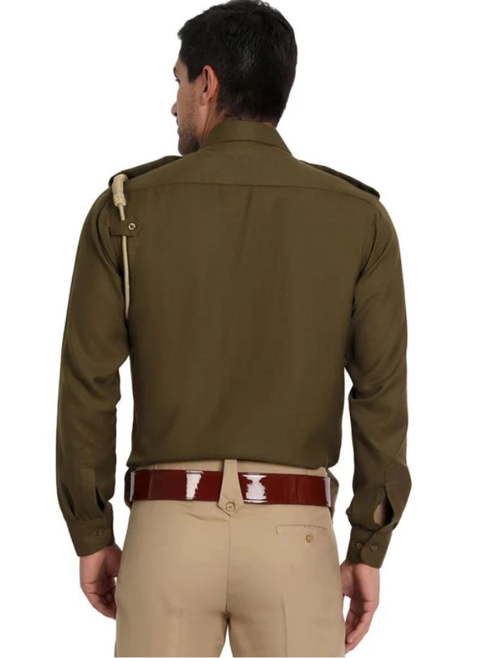 Premium Police Winter Warm Angola Shirt – Olive Green Heavy Duty Uniform Vardi for Defense & Police