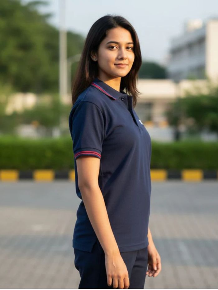 Girls NCC Uniform Navy Blue Polo T-Shirt