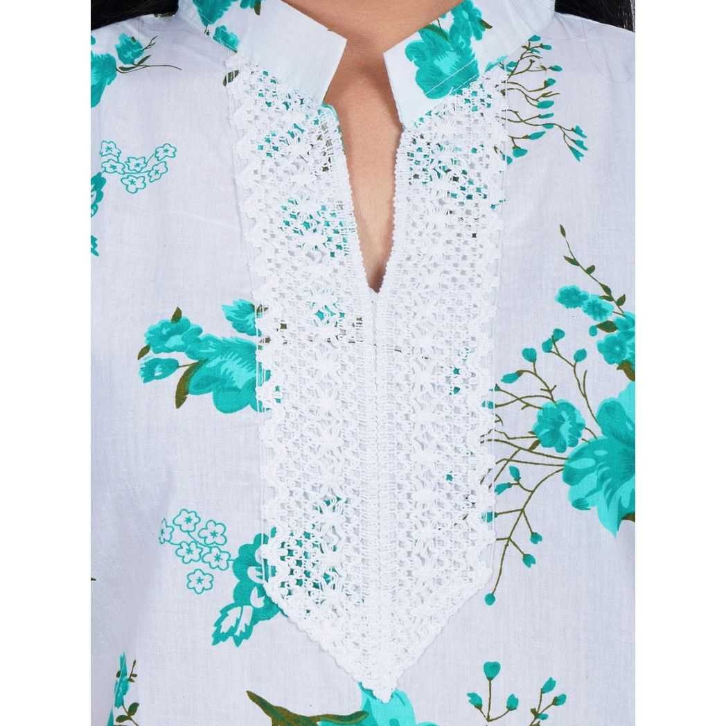 Women Green Printed Straight Kurta