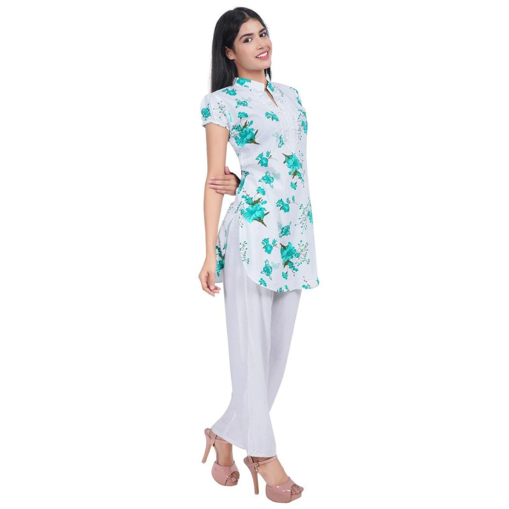 Women Green Printed Straight Kurta