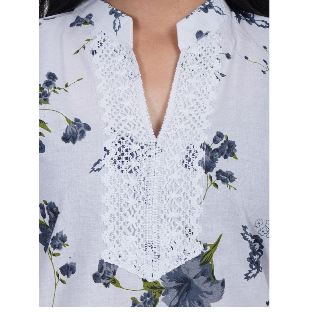 Women Grey Printed Straight Kurta