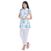 Women Blue Printed Straight Kurta