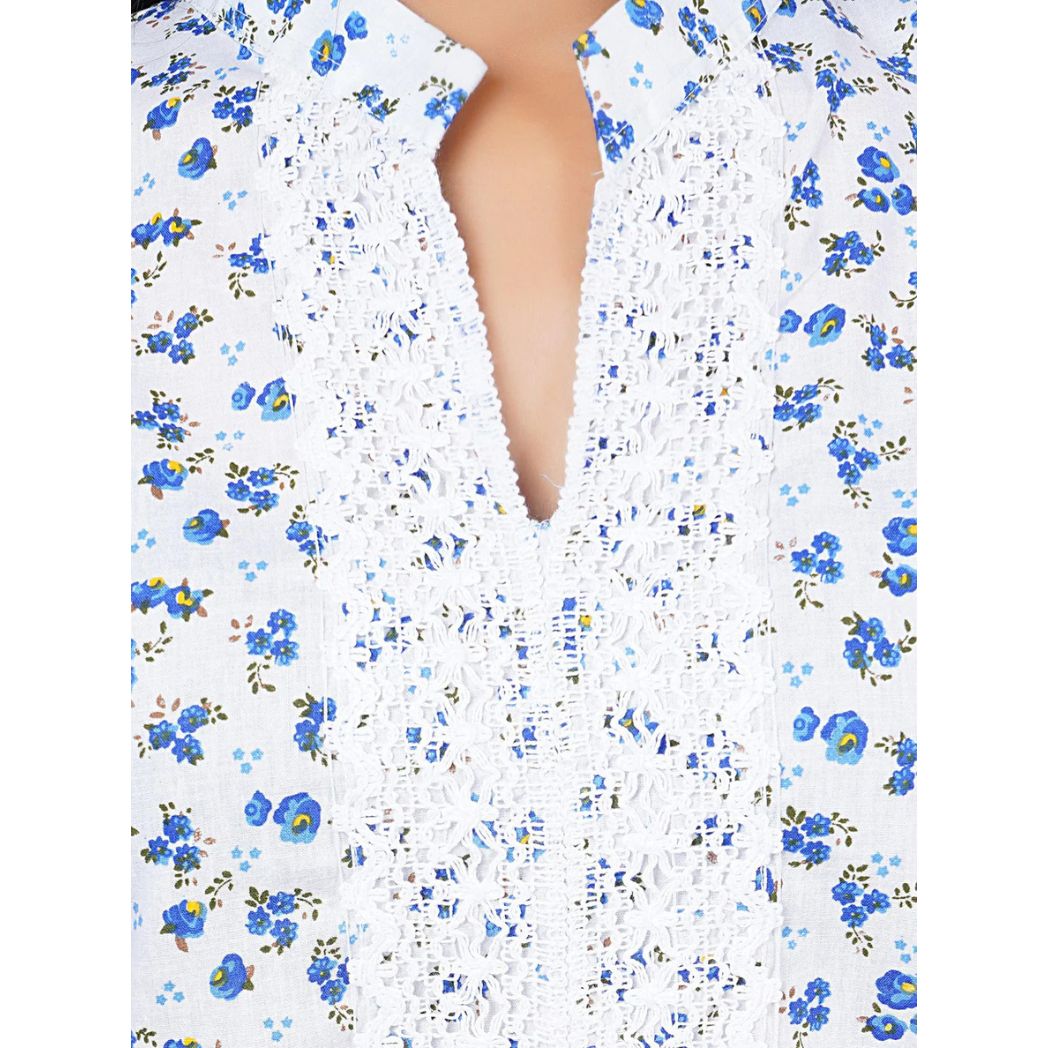 Women Blue Floral Printed Straight Kurta