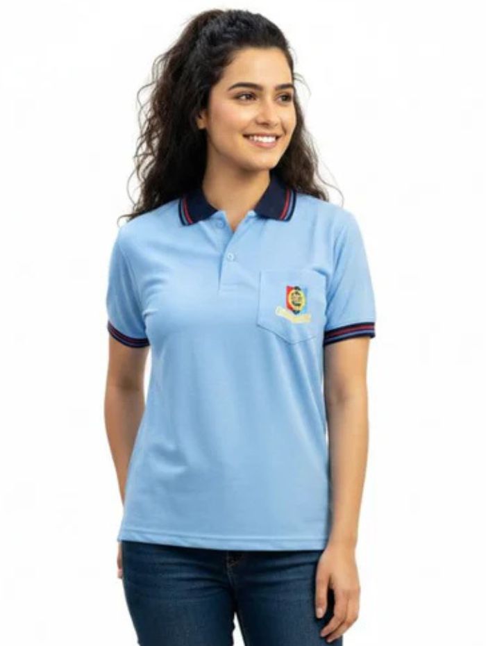 Girls NCC Uniform Sky Blue Polo T-Shirt XL