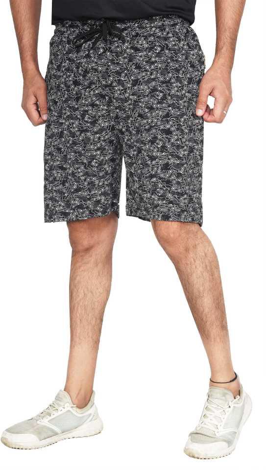 Printed Men Grey Basic Shorts