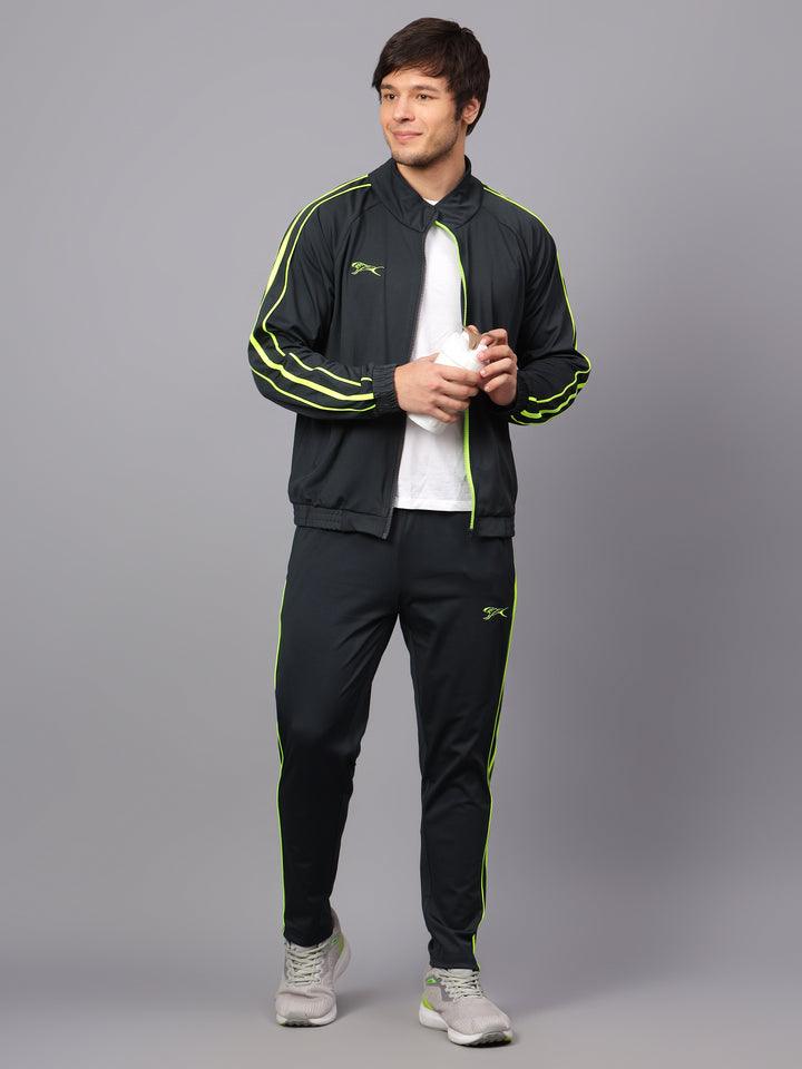 Shivnaresh Men's Tracksuit |106M_Interelock Lycra|Dark Grey Lemon XL Grey