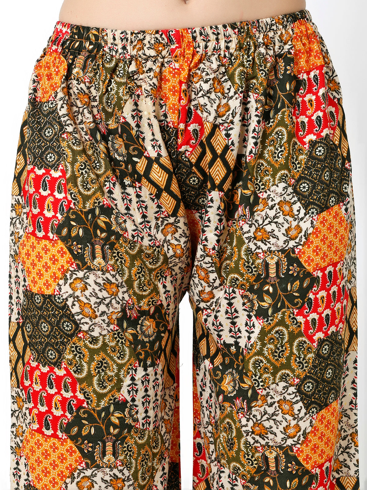 Rayon Printed yellow & Orange color palazzo