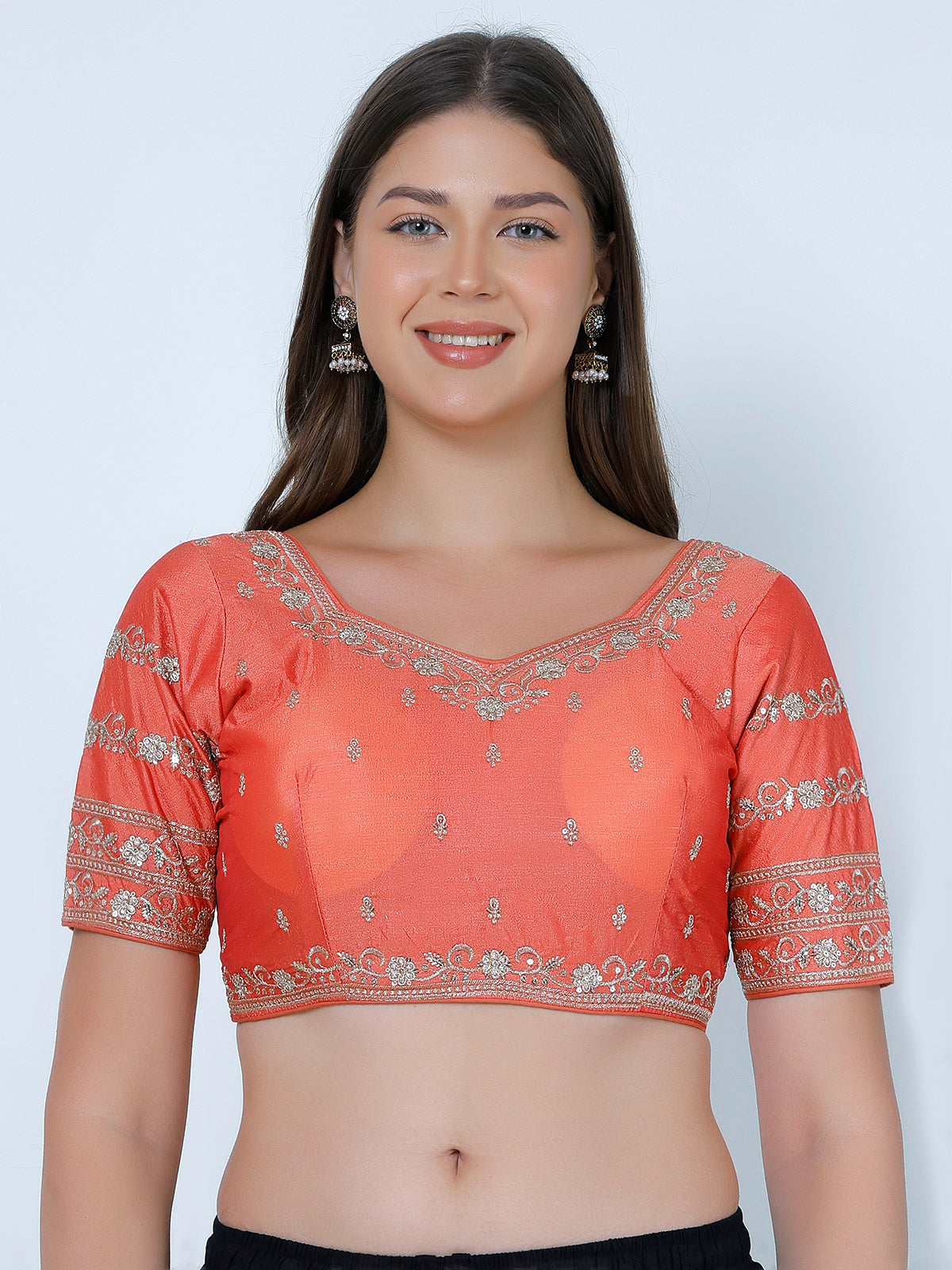 Booty Work Peach Cotton Silk Blouse Peach
