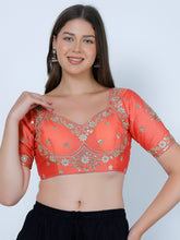 Choli Cut Peach Cotton Silk Blouse Peach