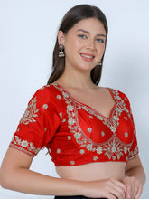 Choli Cut Red Cotton Silk Blouse red
