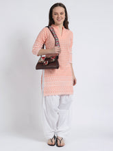 Women Chiken Embroidery Cotton Peach Kurta and Salwar Set XXXL