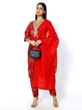 Women Embroidery Masleen Cotton Kurti Set Ethnic Printed RED Color (Plus Size Available) Red