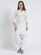 Women Chiken Embroidery Cotton White Kurta and Salwar Set XXXL