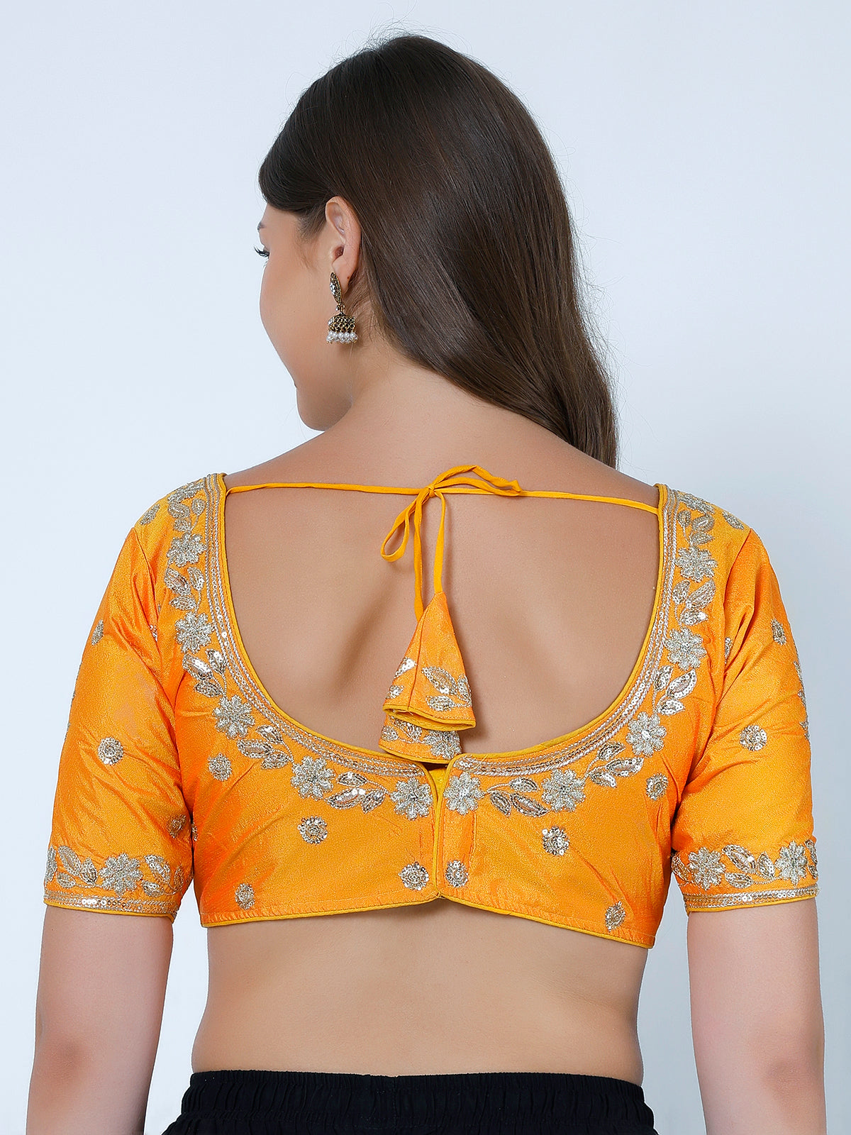 Choli Cut Mustard Cotton Silk Blouse