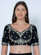 Choli Cut Black Cotton Silk Blouse black