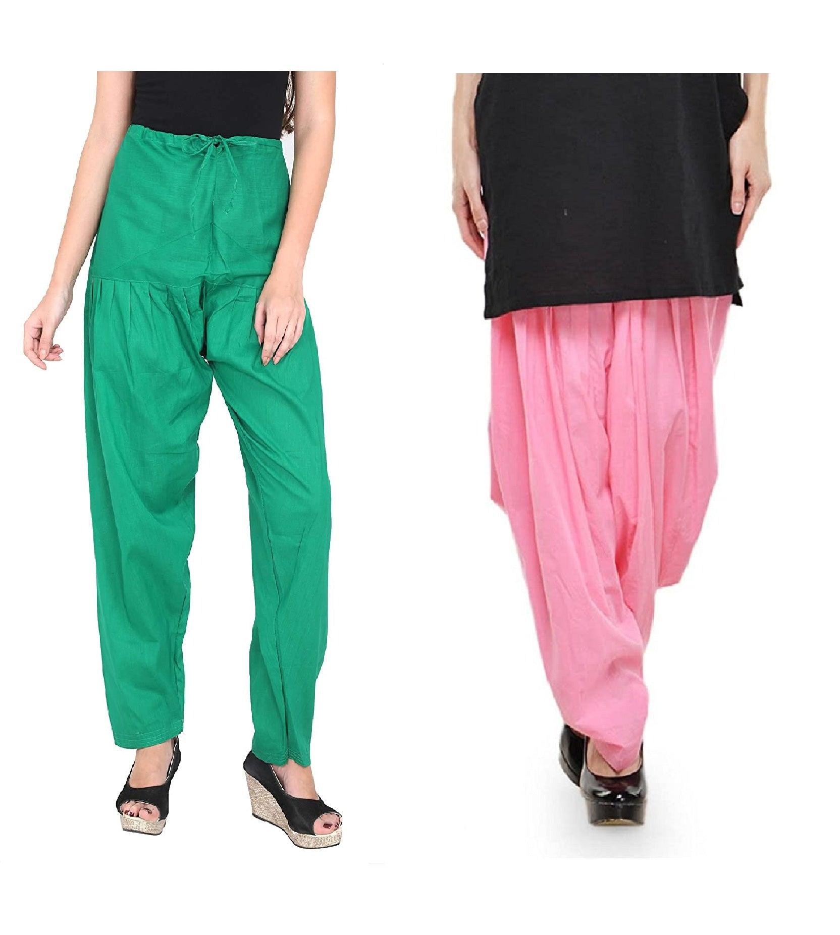 Pure Cotton Solid Women Rama Green Baby Pink Salwar Pack of 2 Default Title