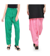 Pure Cotton Solid Women Rama Green Baby Pink Salwar Pack of 2 Default Title