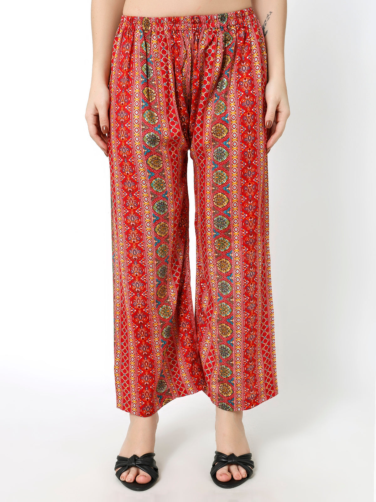 Rayon Printed Red Multi color palazzo
