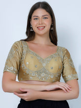 Choli Cut Gold Cotton Silk Blouse Beige