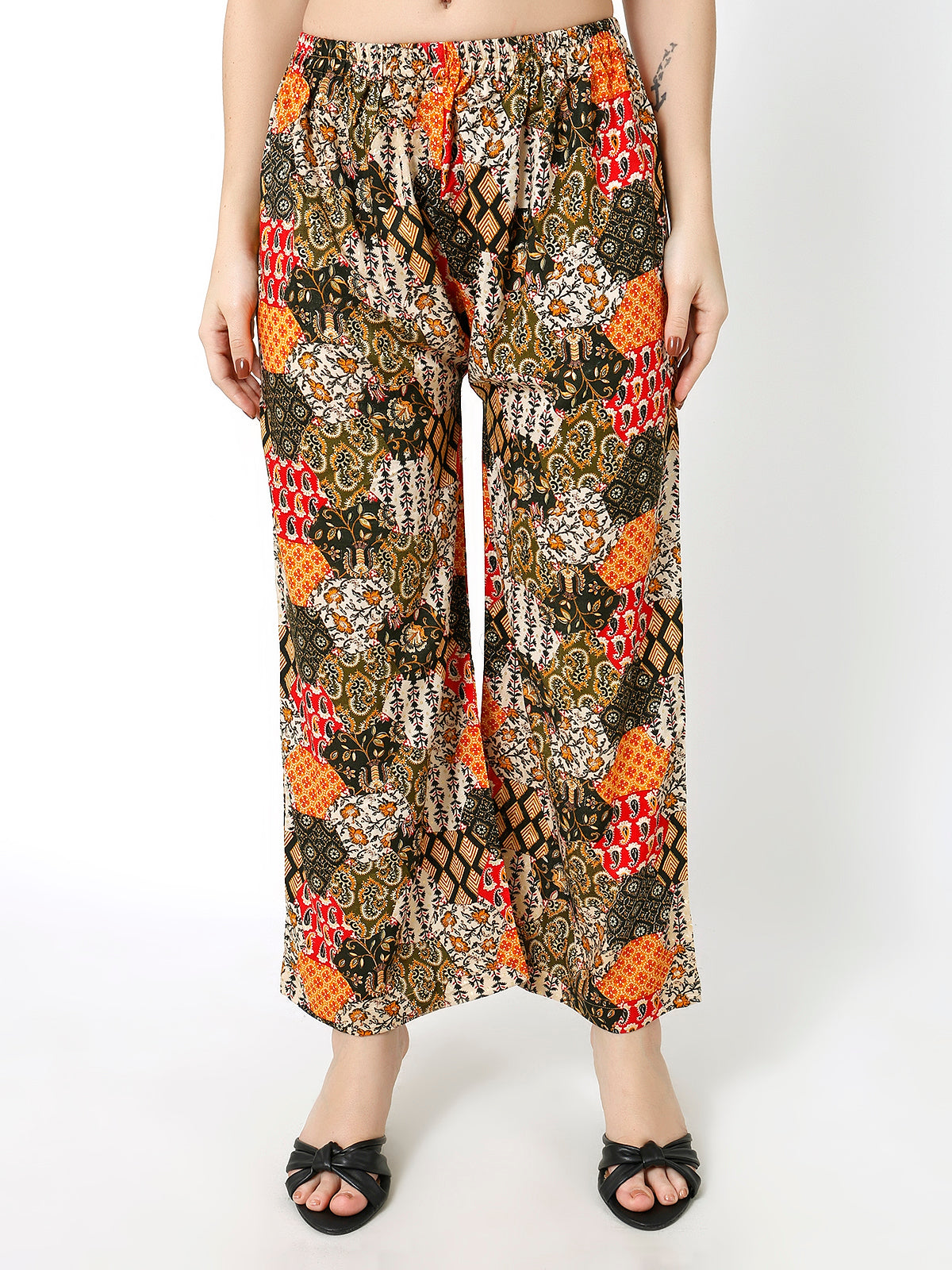 Rayon Printed yellow & Orange color palazzo