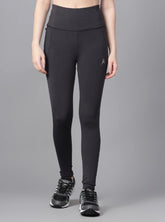 Shiv Naresh Dark Grey High Waist Ribbed Leggings
