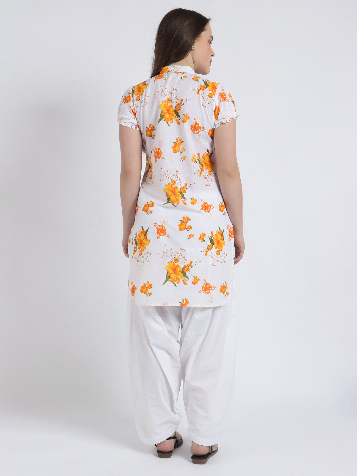 Women Printed Yellow Kurta and Salwar Set Pure Cotton