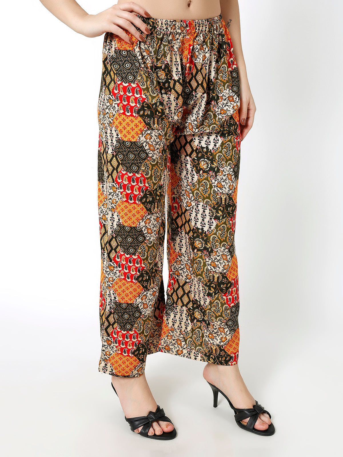 Rayon Printed yellow & Orange color palazzo