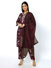 Women Embroidery Masleen Cotton Kurti Set Ethnic Printed Maroon Color (Plus Size Available)