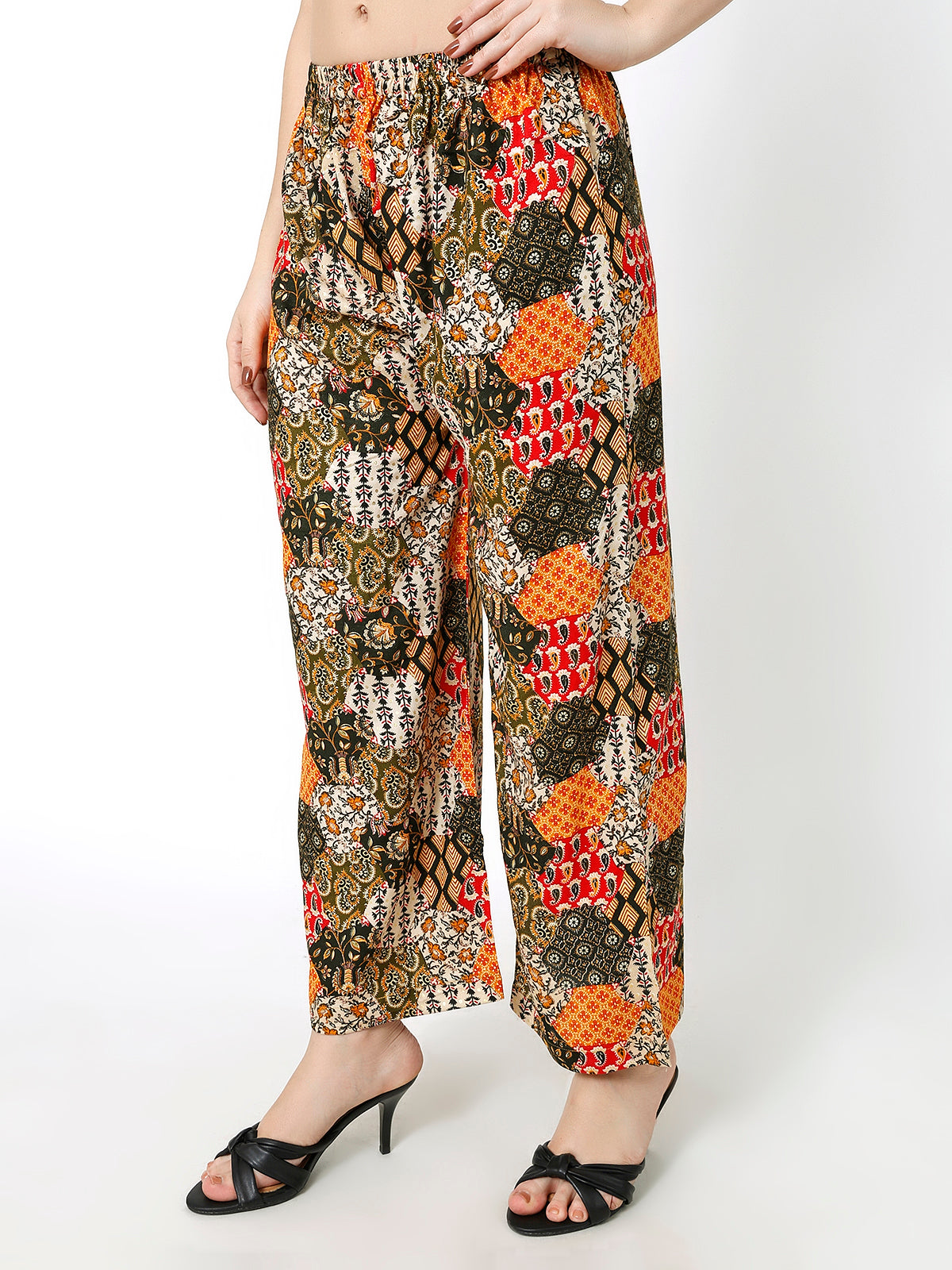 Rayon Printed yellow & Orange color palazzo