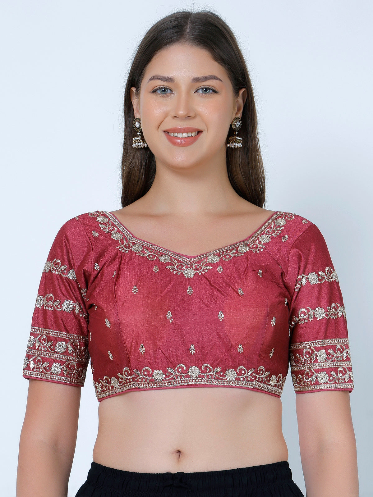 booty work Light Purple Cotton Silk Blouse