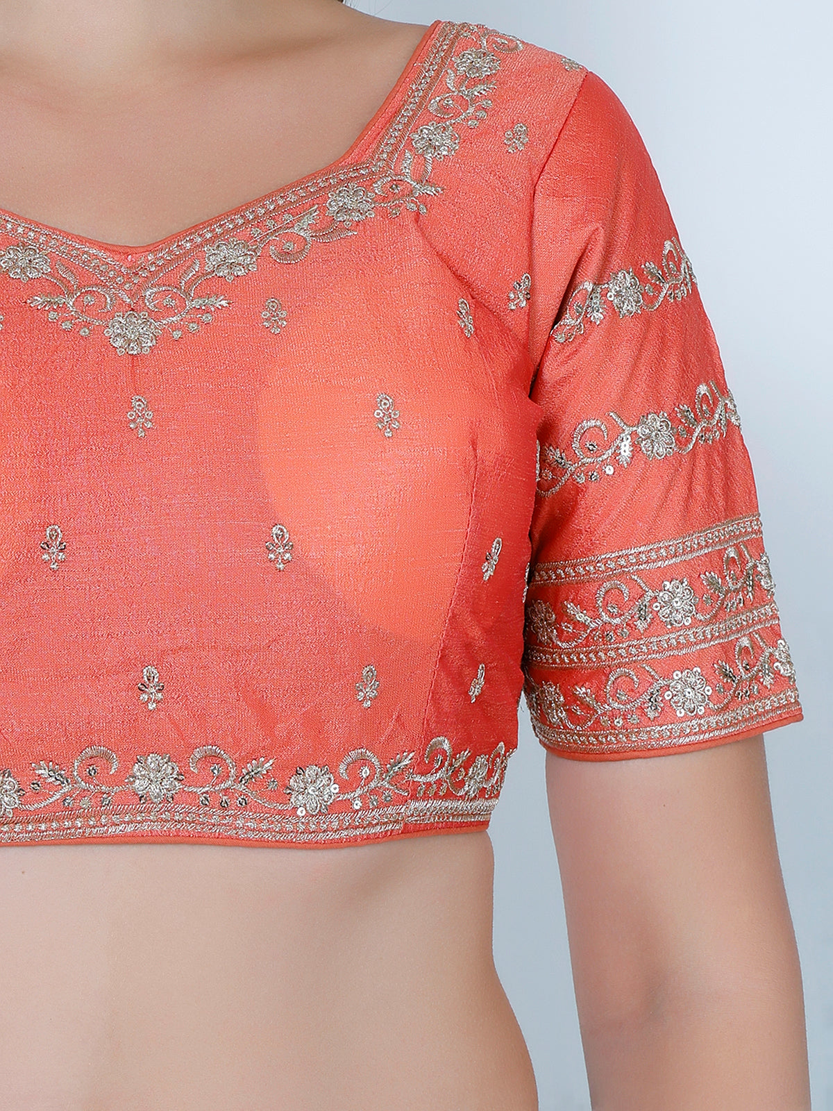 Booty Work Peach Cotton Silk Blouse