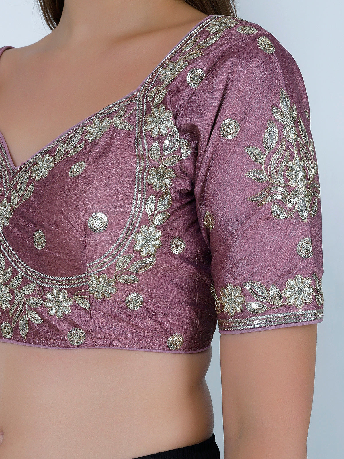 Choli Cut Mauve Cotton Silk Blouse
