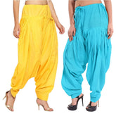 Women & Girl's Ethnic Premium Pleated Patiala Salwar in Yellow & Sky Blue-Pack of 2
