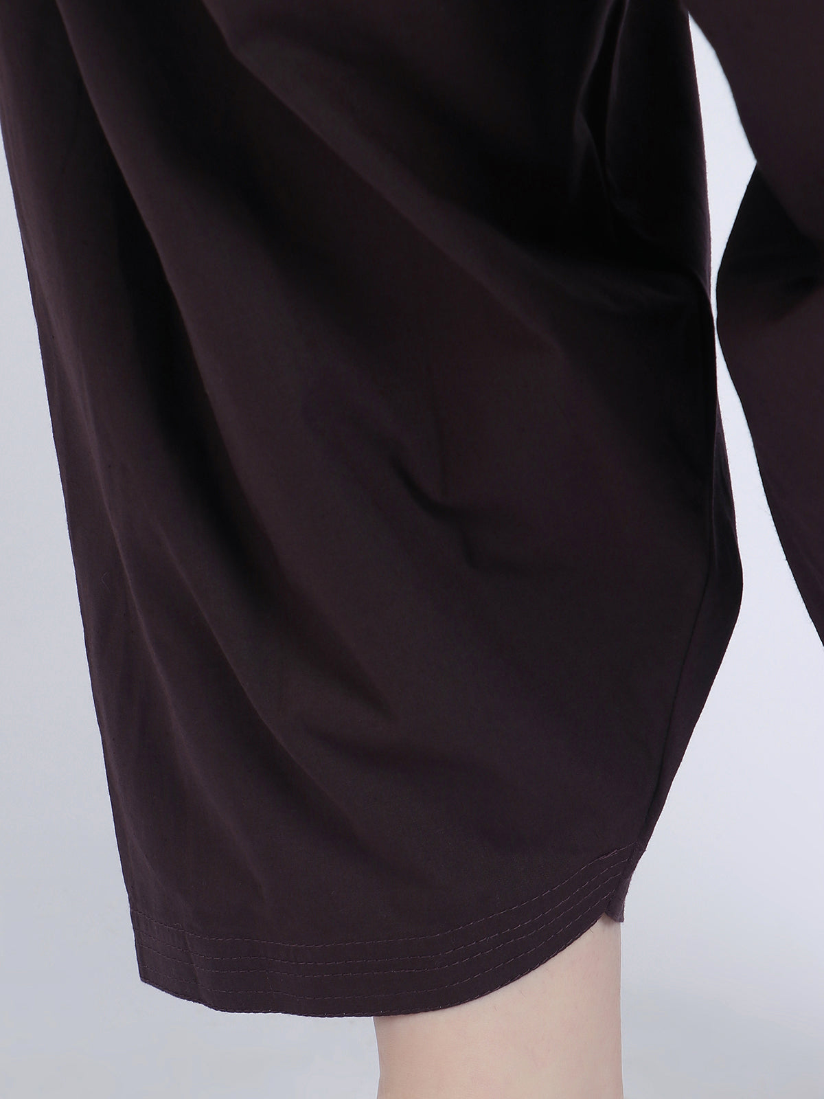 Trendzmy Women Solid White Kurta and Brown Salwar Set Pure Cotton