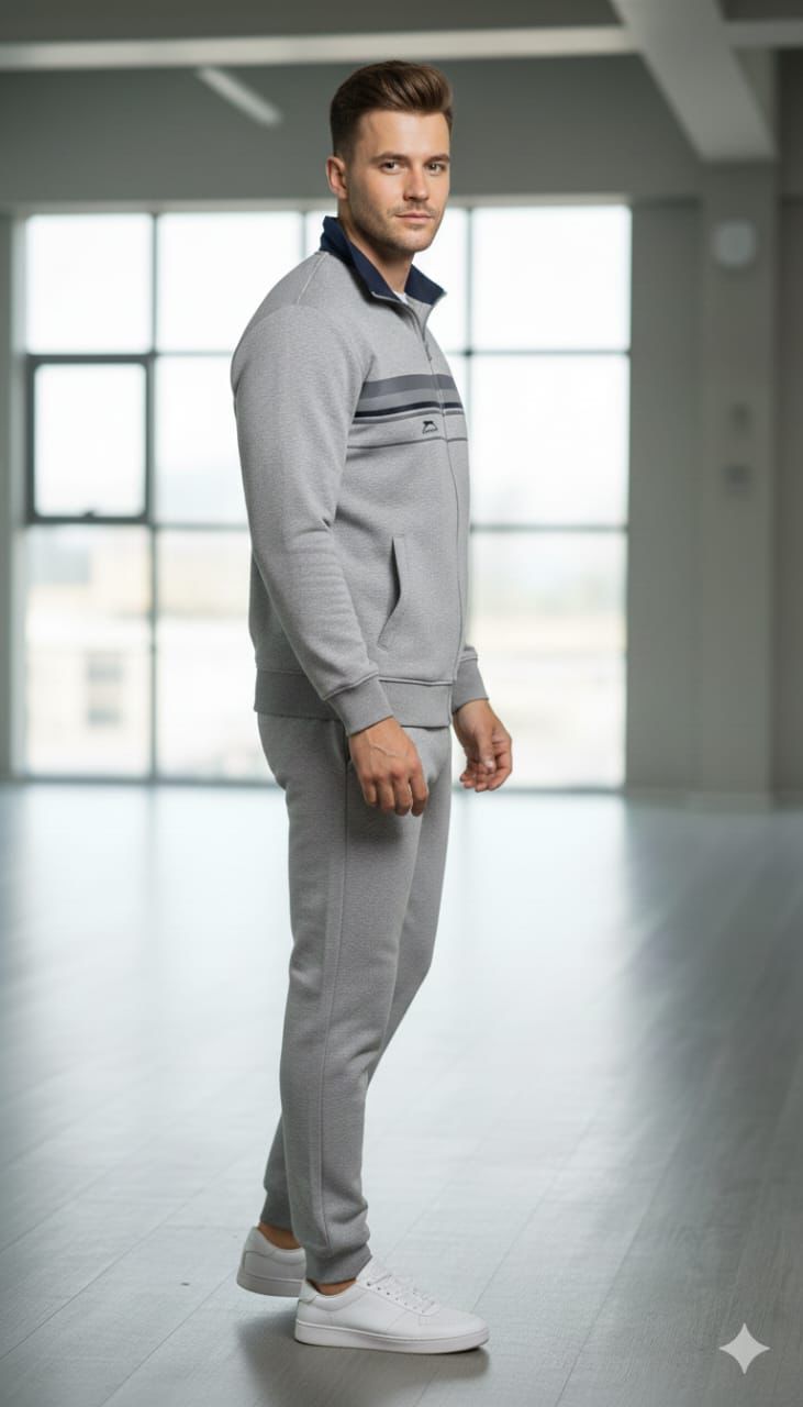 Shiv Naresh Men’s Winter Woollen Tracksuit | Premium Fleece-Lined Warm Sportswear | Full-Zip Jacket & Jogger Set