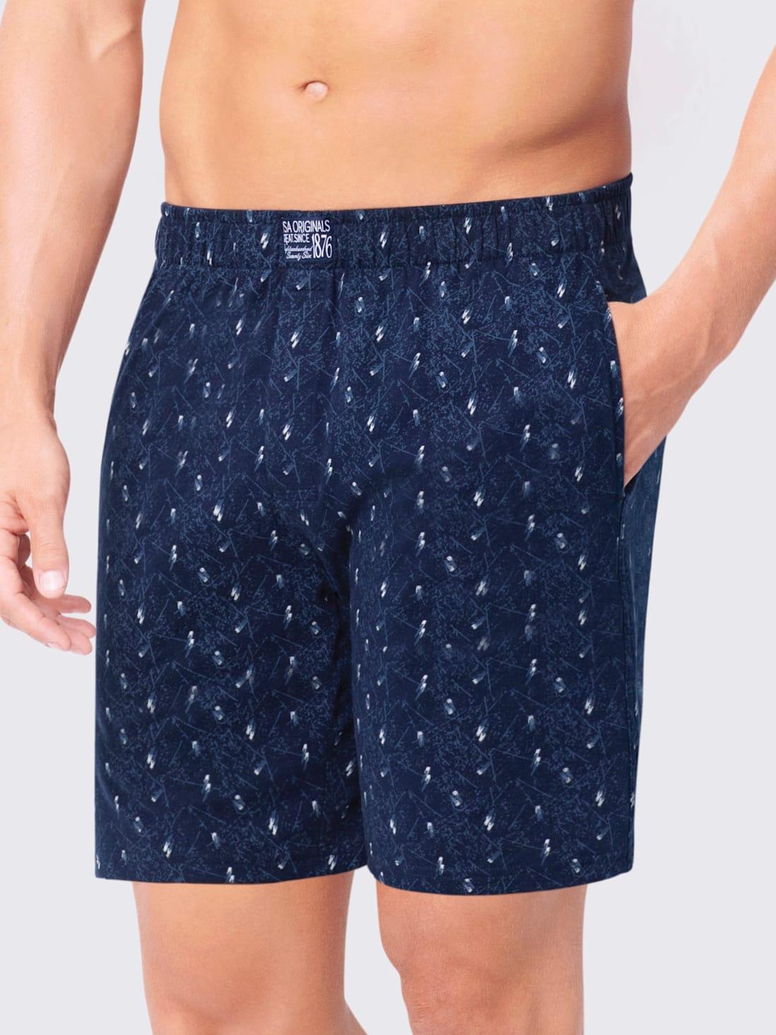 Jockey Men's Super Combed Cotton Satin Weave Printed Boxer Shorts with Side Pocket - Navy (Random Prints)
