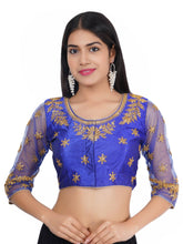Round Neck Heavy Back Machine Embroidery Royal Blue Women Blouse Royal Blue