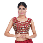 Sweatheart Neck Mirror Maroon Women Blouse Default Title