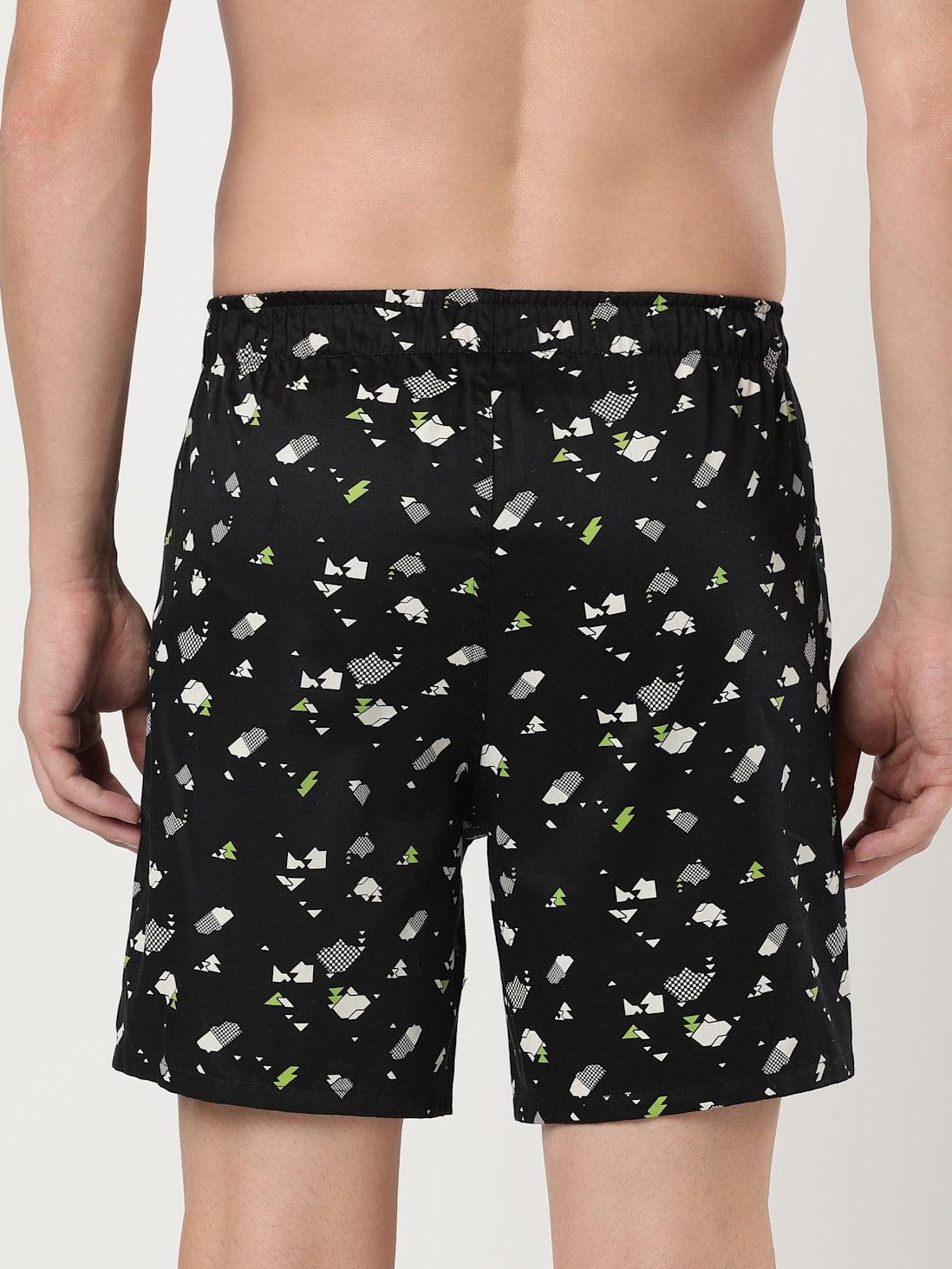 Jockey Men's Super Combed Cotton Satin Weave Printed Boxer Shorts with Side Pocket - Assorted (Random Prints)