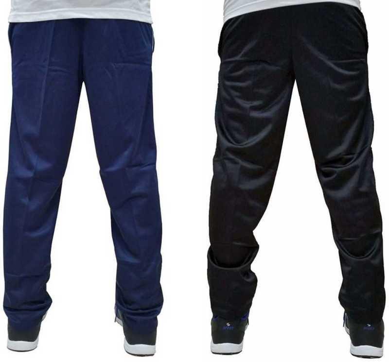 SHIV-NARESH Solid Men Blue, Black Track Pants Pack of 2