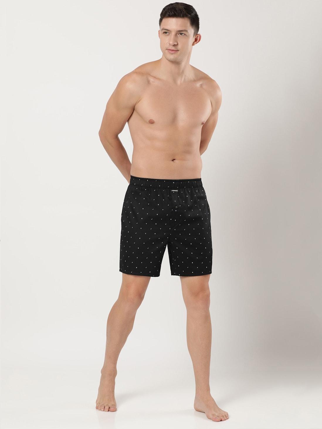 Jockey Men's Super Combed Cotton Satin Weave Printed Boxer Shorts with Side Pocket - Assorted (Random Prints)