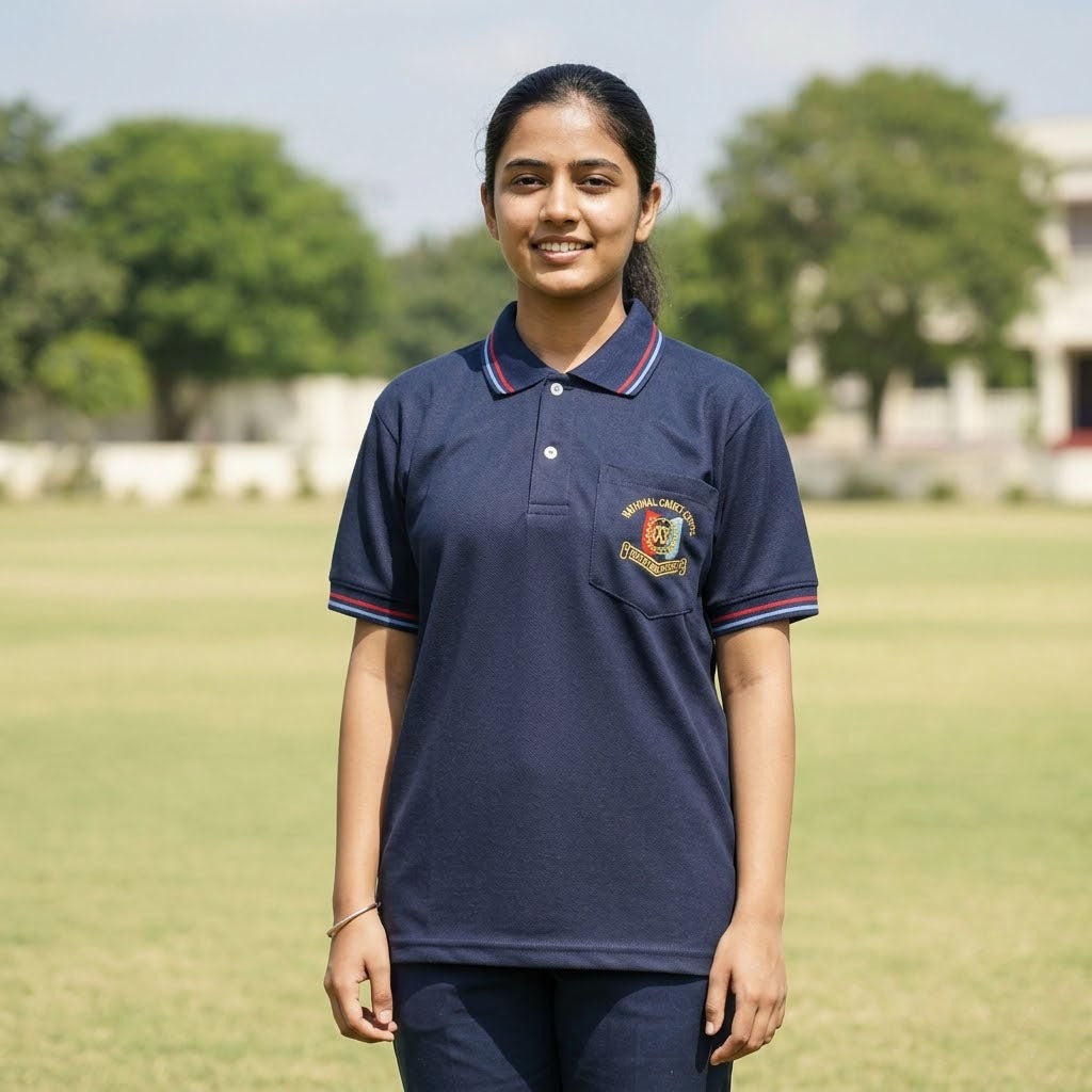 Girls NCC Uniform Navy Blue Polo T-Shirt