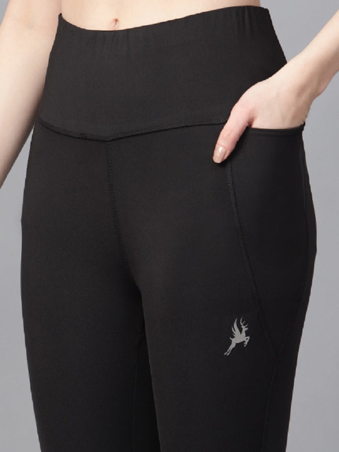 Shiv Naresh Black High Waist Ribbed Leggings