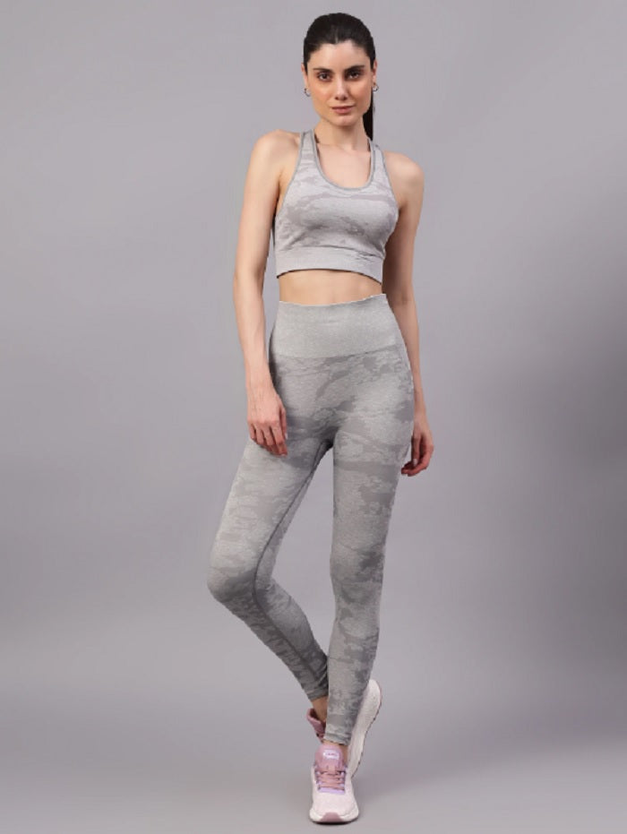 Shiv Naresh Women Grey Core Fit Seamless Sports Bra & High-Rise Leggings Gym Workout Set